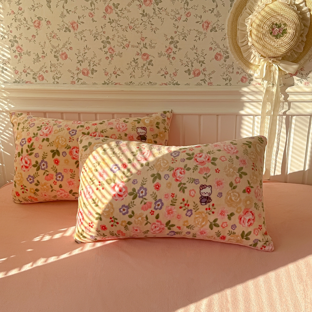 91家纺网 家纺一手货源 找家纺 韩巢家纺 2025新款高克重印花牛奶绒床品四件套 花园小猫