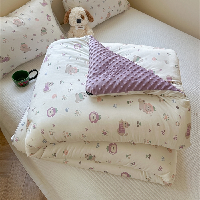 暖生活 2025新款针织棉豆豆绒大豆秋冬被 被子被芯 茄喵
