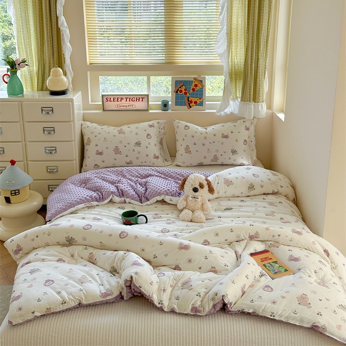 91家纺网 家纺一手货源 找家纺 暖生活 2025新款针织棉豆豆绒大豆秋冬被 被子被芯 茄喵