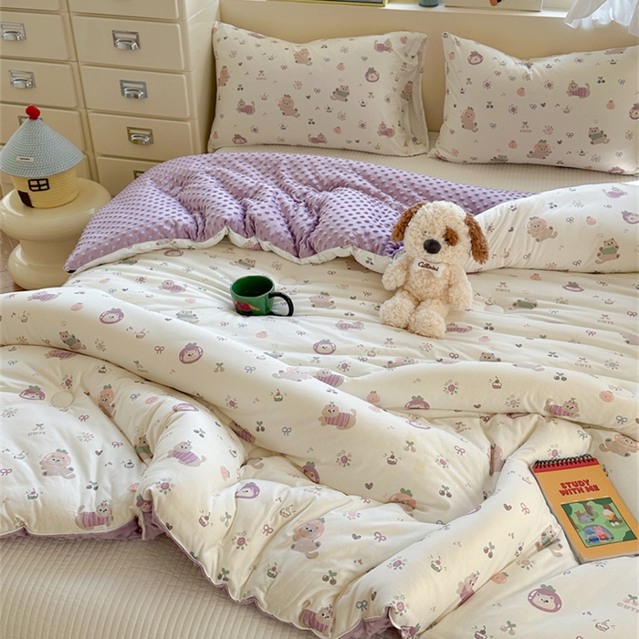 91家纺网 家纺一手货源 找家纺 暖生活 2025新款针织棉豆豆绒大豆秋冬被 被子被芯 茄喵