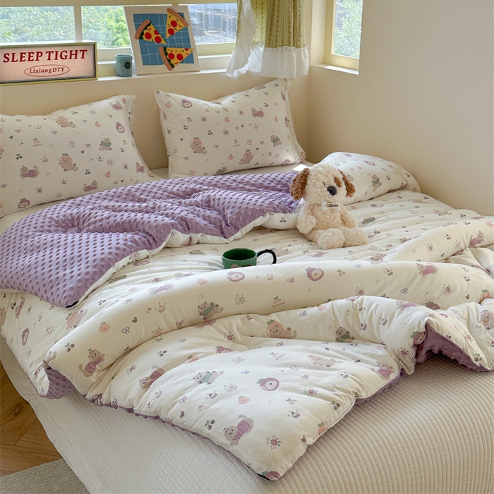 91家纺网 家纺一手货源 找家纺 暖生活 2025新款针织棉豆豆绒大豆秋冬被 被子被芯 茄喵