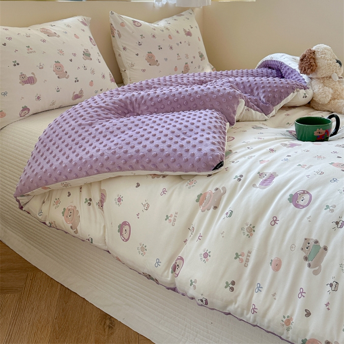 91家纺网 家纺一手货源 找家纺 暖生活 2025新款针织棉豆豆绒大豆秋冬被 被子被芯 茄喵