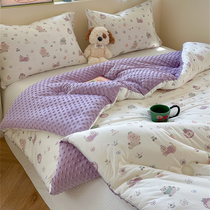 91家纺网 家纺一手货源 找家纺 暖生活 2025新款针织棉豆豆绒大豆秋冬被 被子被芯 茄喵