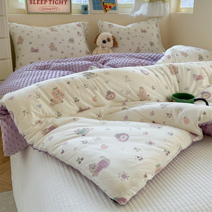 91家纺网 家纺一手货源 找家纺 暖生活 2025新款针织棉豆豆绒大豆秋冬被 被子被芯 茄喵