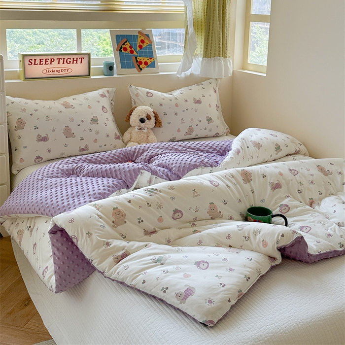 91家纺网 家纺一手货源 找家纺 暖生活 2025新款针织棉豆豆绒大豆秋冬被 被子被芯 茄喵