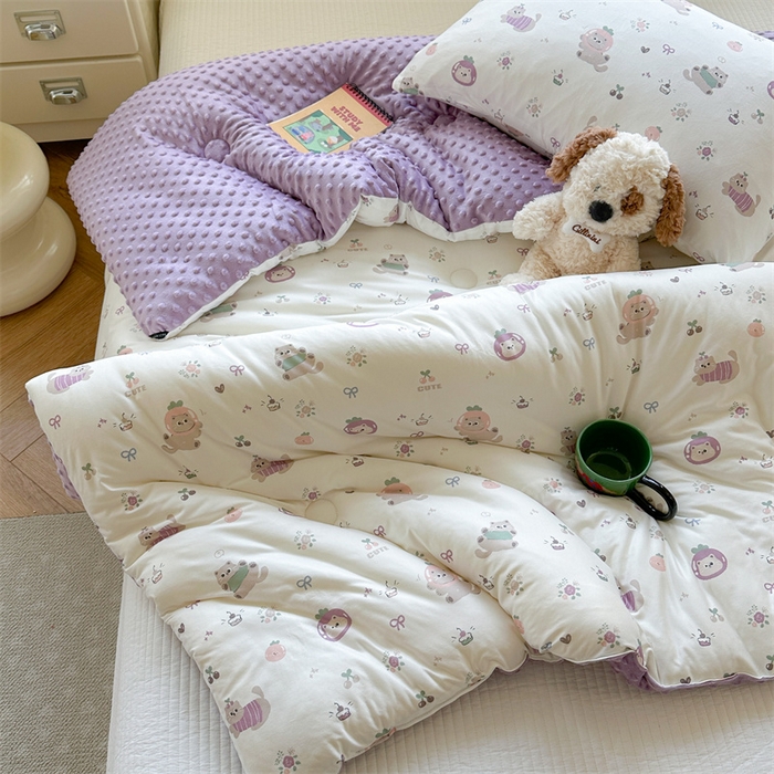 91家纺网 家纺一手货源 找家纺 暖生活 2025新款针织棉豆豆绒大豆秋冬被 被子被芯 茄喵