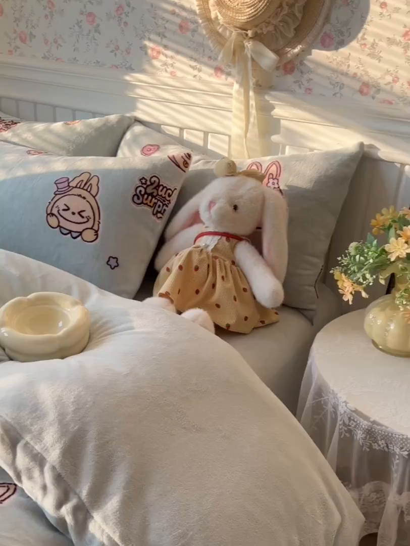 91家纺网 家纺一手货源 找家纺 韩巢家纺 2025新款高克重印花牛奶绒床品四件套 拉布布