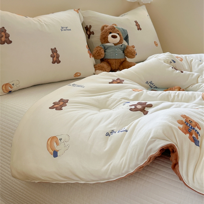 91家纺网 家纺一手货源 找家纺 暖生活 2025新款针织棉豆豆绒大豆秋冬被 被子被芯 面包圈圈