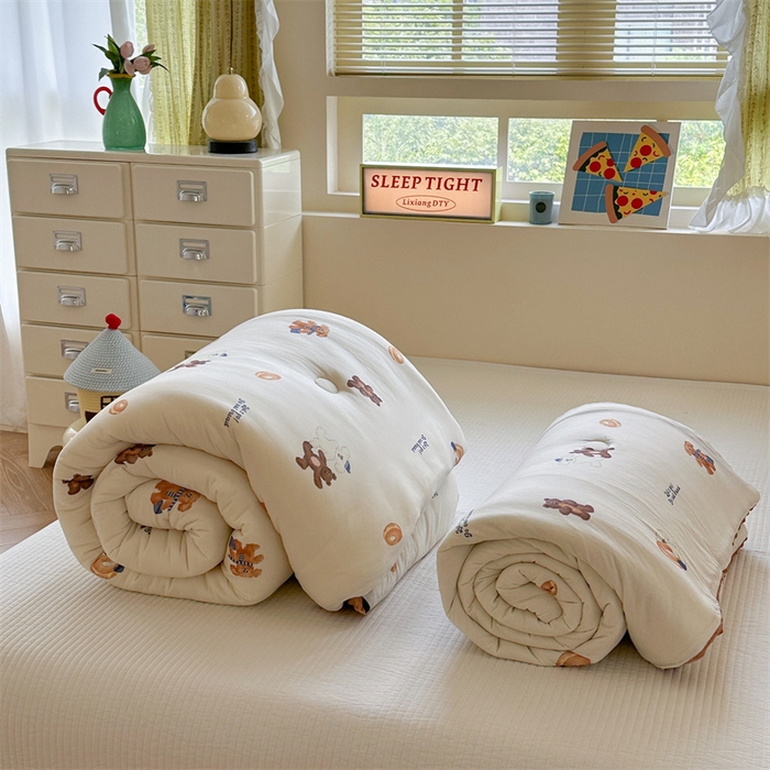 91家纺网 家纺一手货源 找家纺 暖生活 2025新款针织棉豆豆绒大豆秋冬被 被子被芯 面包圈圈