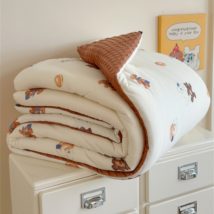 91家纺网 家纺一手货源 找家纺 暖生活 2025新款针织棉豆豆绒大豆秋冬被 被子被芯 面包圈圈