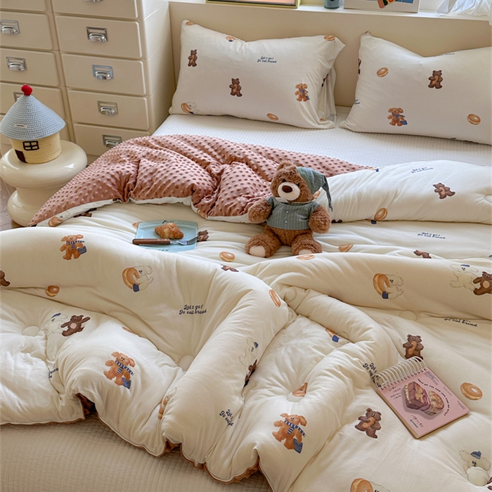 91家纺网 家纺一手货源 找家纺 暖生活 2025新款针织棉豆豆绒大豆秋冬被 被子被芯 面包圈圈