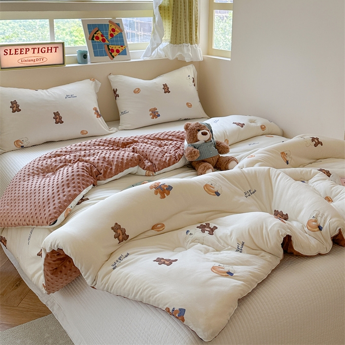 91家纺网 家纺一手货源 找家纺 暖生活 2025新款针织棉豆豆绒大豆秋冬被 被子被芯 面包圈圈