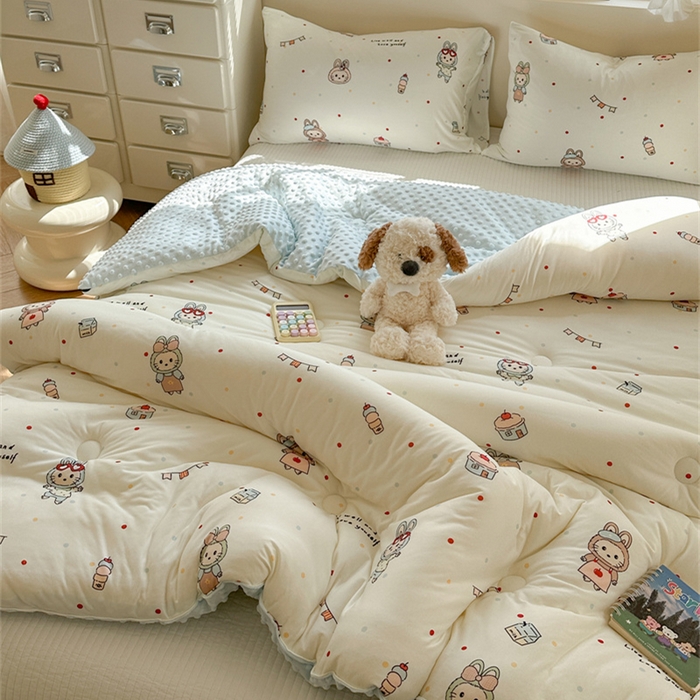 91家纺网 家纺一手货源 找家纺 暖生活 2025新款针织棉豆豆绒大豆秋冬被 被子被芯 喵布布