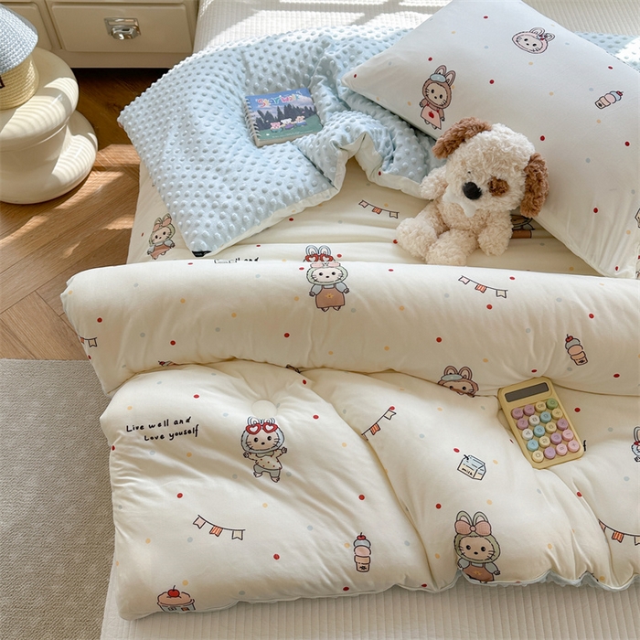 91家纺网 家纺一手货源 找家纺 暖生活 2025新款针织棉豆豆绒大豆秋冬被 被子被芯 喵布布