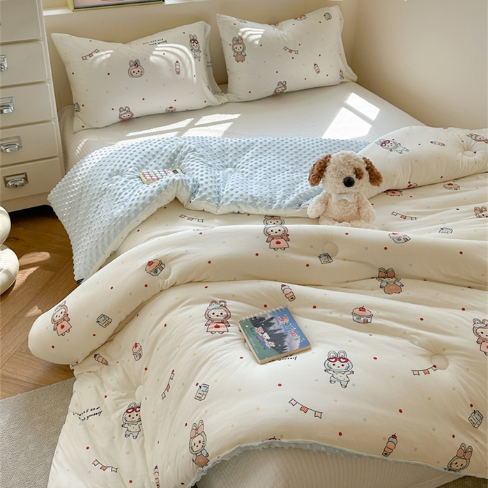 91家纺网 家纺一手货源 找家纺 暖生活 2025新款针织棉豆豆绒大豆秋冬被 被子被芯 喵布布