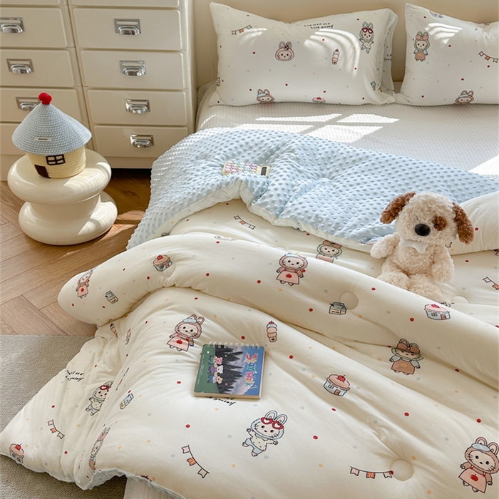 91家纺网 家纺一手货源 找家纺 暖生活 2025新款针织棉豆豆绒大豆秋冬被 被子被芯 喵布布