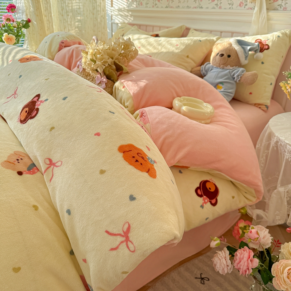 韩巢家纺 2025新款高克重印花牛奶绒床品四件套 美梦