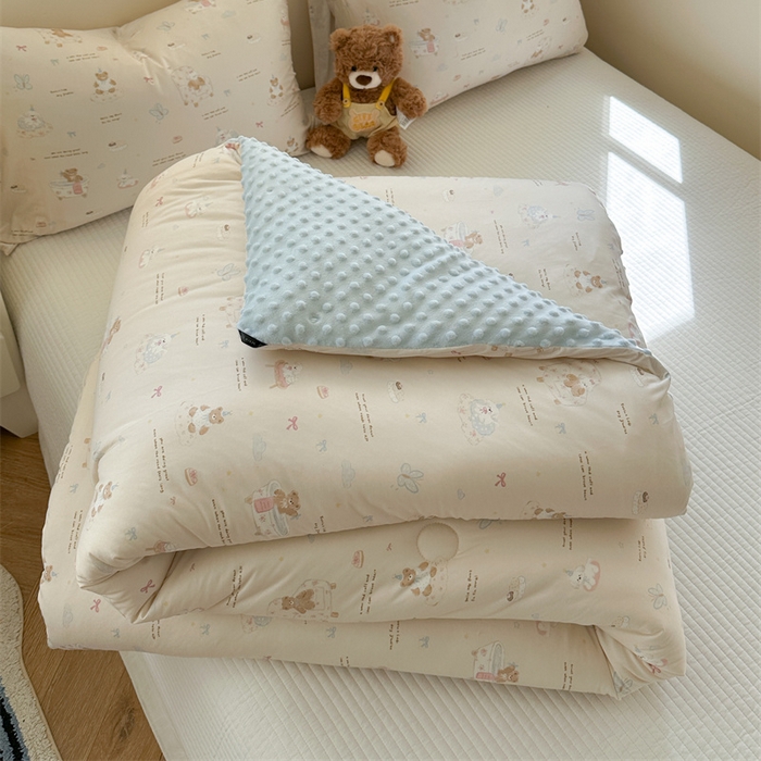 暖生活 2025新款针织棉豆豆绒大豆秋冬被 被子被芯 泡澡熊