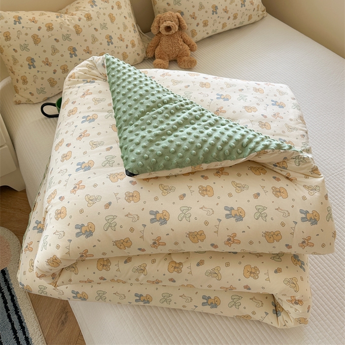 暖生活 2025新款针织棉豆豆绒大豆秋冬被 被子被芯 气球小狗