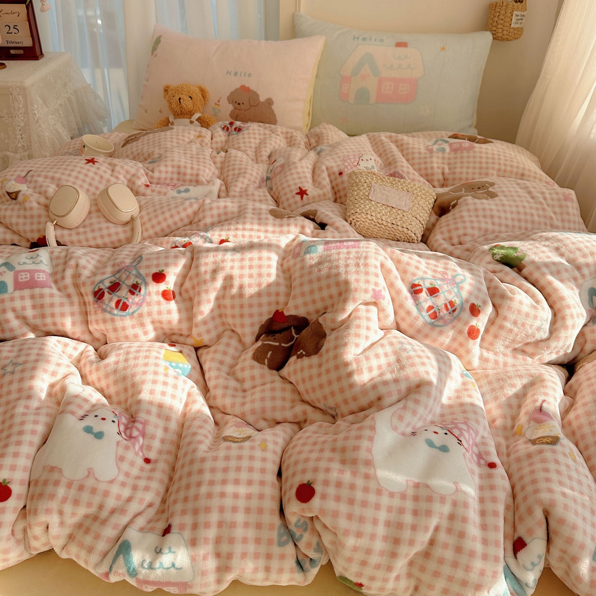 91家纺网 家纺一手货源 找家纺 美乐迪家纺 2025秋冬新款牛奶绒四件套 圣诞狗狗