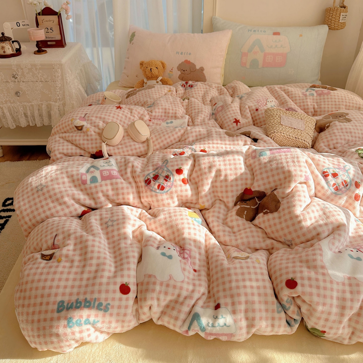 91家纺网 家纺一手货源 找家纺 美乐迪家纺 2025秋冬新款牛奶绒四件套 圣诞狗狗