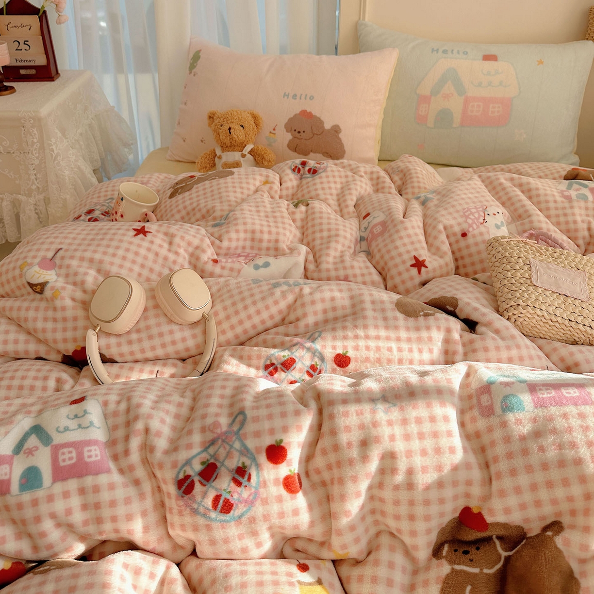 91家纺网 家纺一手货源 找家纺 美乐迪家纺 2025秋冬新款牛奶绒四件套 圣诞狗狗