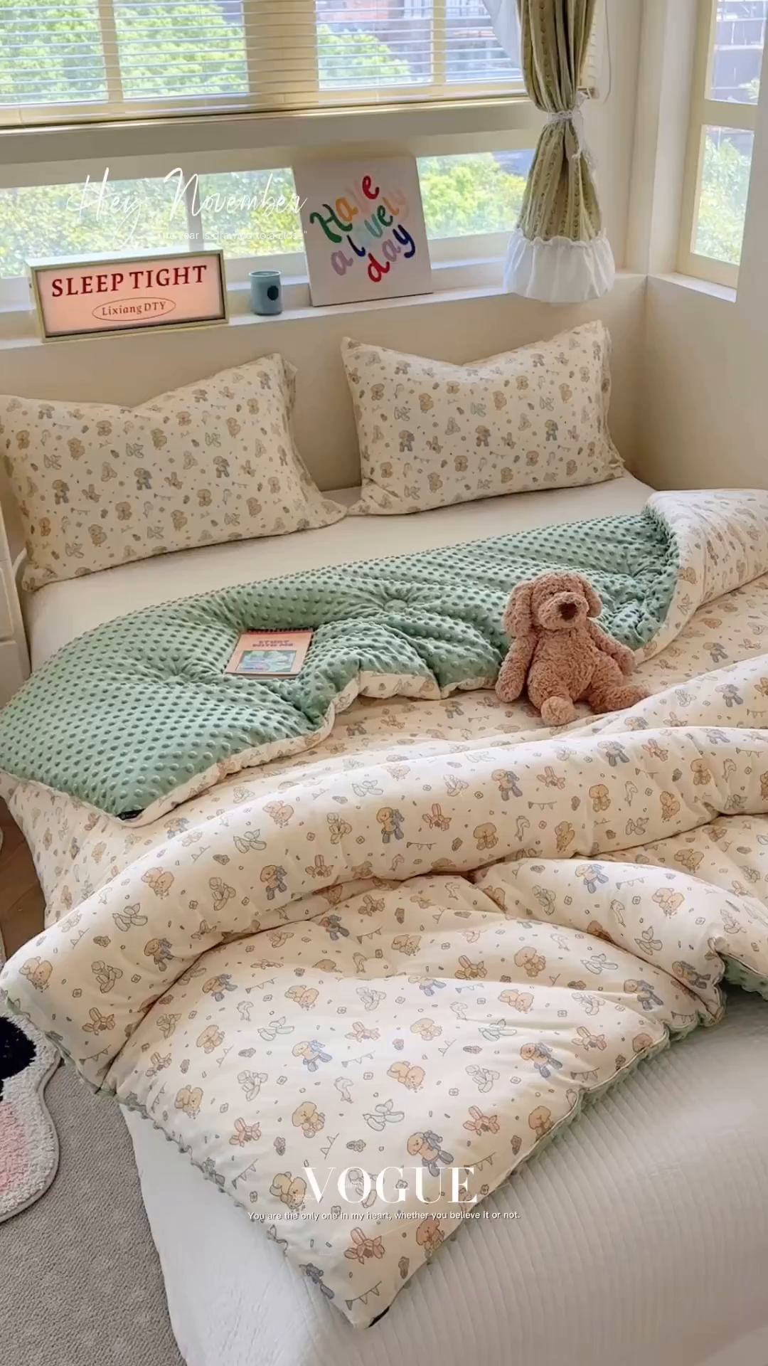 91家纺网 家纺一手货源 找家纺 暖生活 2025新款针织棉豆豆绒大豆秋冬被 被子被芯 气球小狗