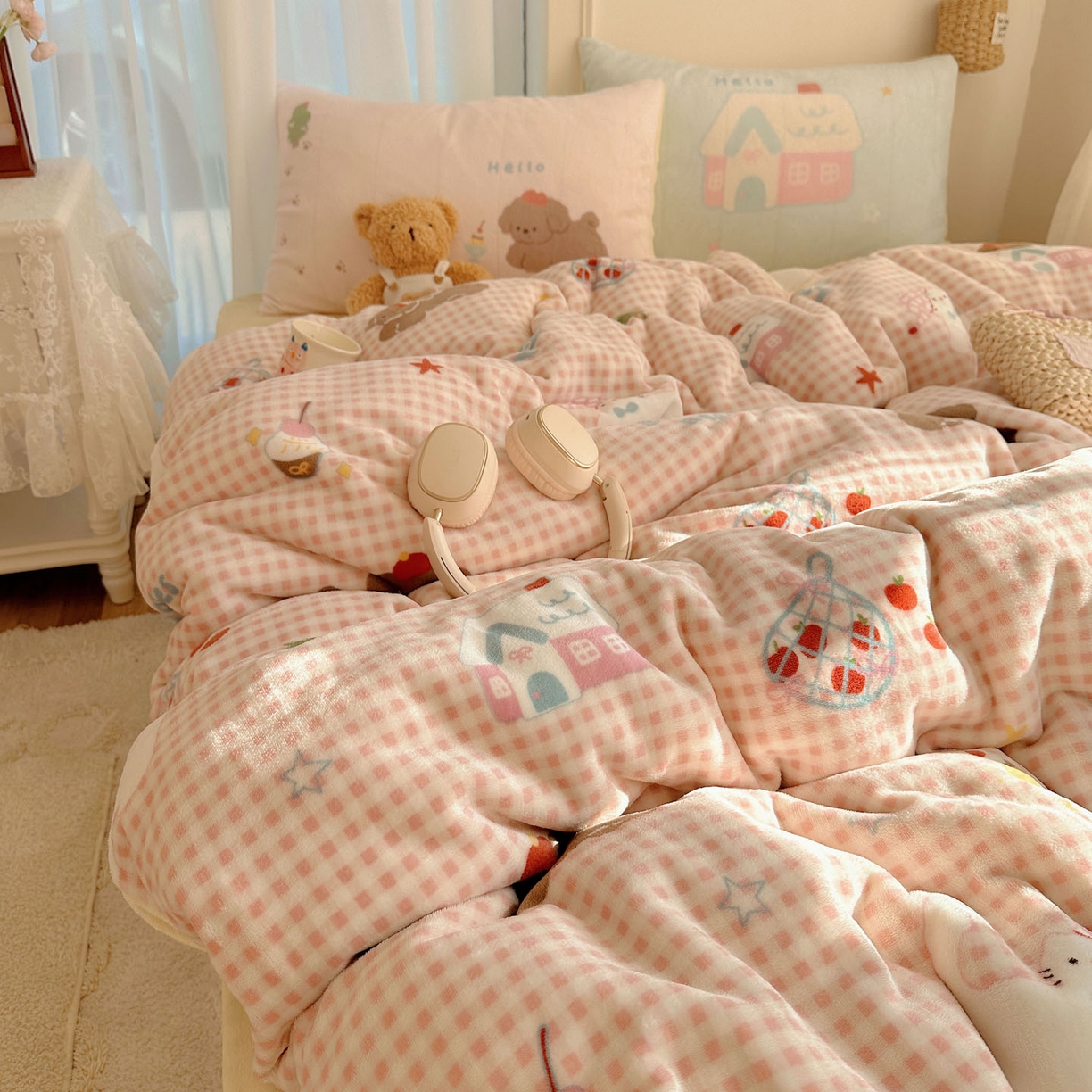 91家纺网 家纺一手货源 找家纺 美乐迪家纺 2025秋冬新款牛奶绒四件套 圣诞狗狗