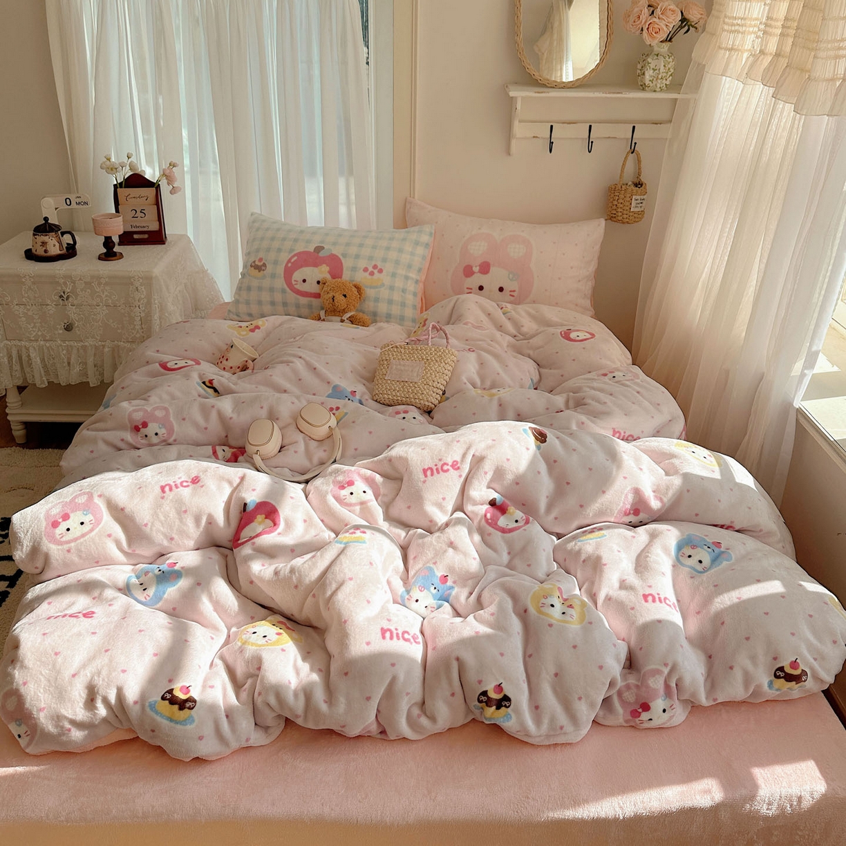 美乐迪家纺 2025秋冬新款牛奶绒四件套 甜心派对