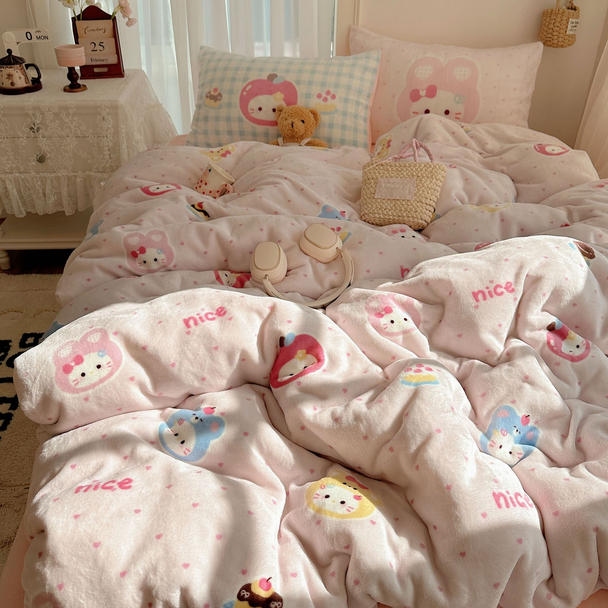 91家纺网 家纺一手货源 找家纺 美乐迪家纺 2025秋冬新款牛奶绒四件套 甜心派对