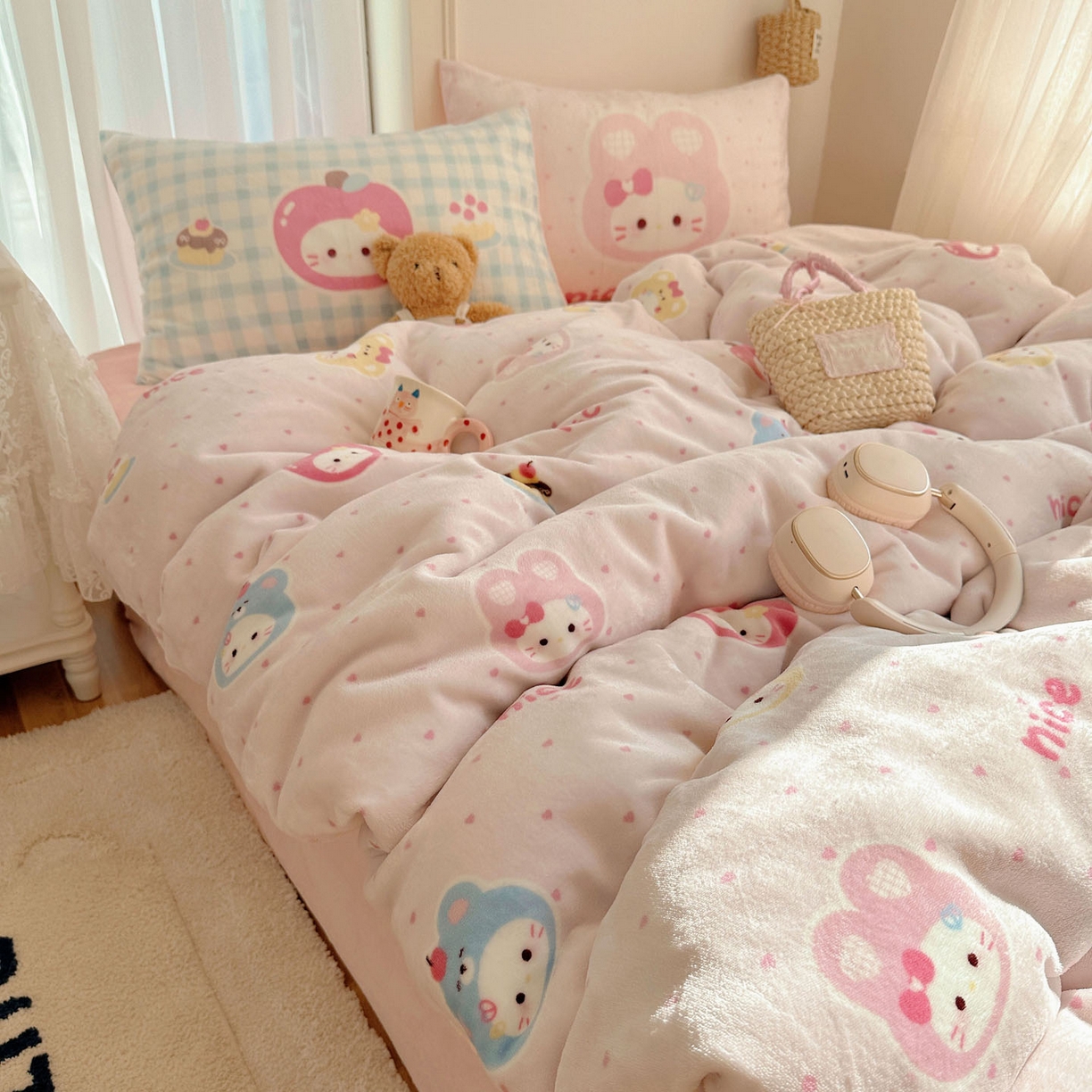 91家纺网 家纺一手货源 找家纺 美乐迪家纺 2025秋冬新款牛奶绒四件套 甜心派对