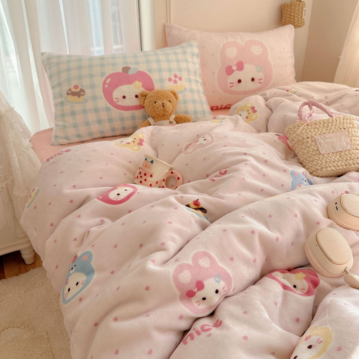 91家纺网 家纺一手货源 找家纺 美乐迪家纺 2025秋冬新款牛奶绒四件套 甜心派对