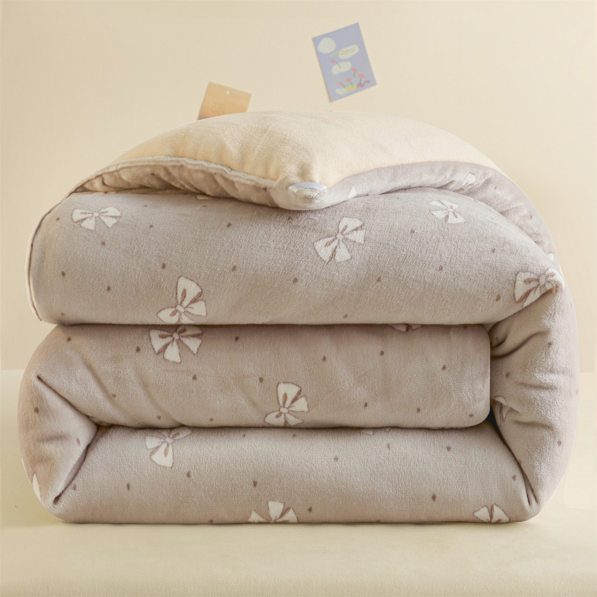 换种生活 2025新款A类牛奶绒夹棉冬被被子被芯 福叠结-哑灰