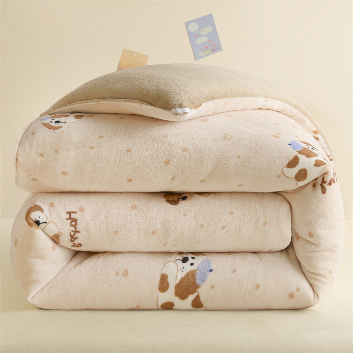 换种生活 2025新款A类牛奶绒夹棉冬被被子被芯 欢乐小狗