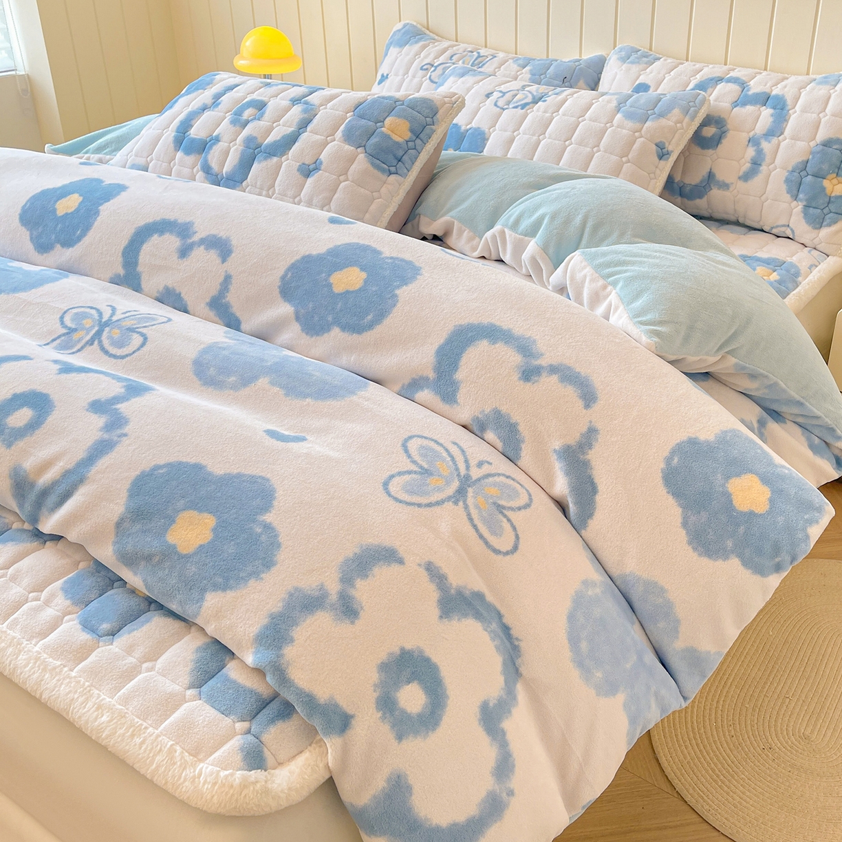 （总）LIFE.丽芙 2025秋冬新款A类牛奶绒加厚夹棉床褥垫+被套组合四件套