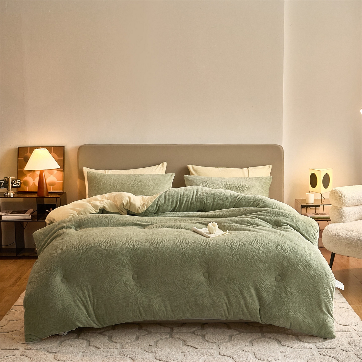 91家纺网 家纺一手货源 找家纺 换种生活 2025新款A类立体雕花绒冬被被子被芯 柔梦-橄榄绿