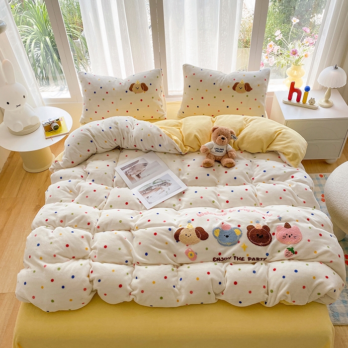 91家纺网 家纺一手货源 找家纺 （总）茉礼 2025新款A类加厚毛巾绣牛奶绒四件套毛巾绣四件套