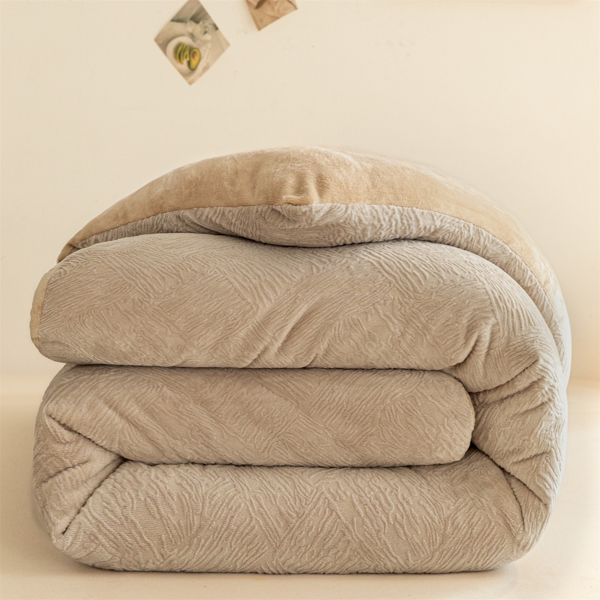 换种生活 2025新款A类立体雕花绒冬被被子被芯 柔梦-卡其