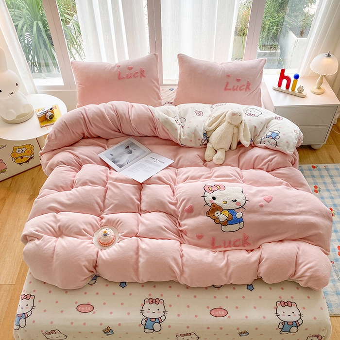 91家纺网 家纺一手货源 找家纺 （总）茉礼 2025新款A类加厚毛巾绣牛奶绒四件套毛巾绣四件套