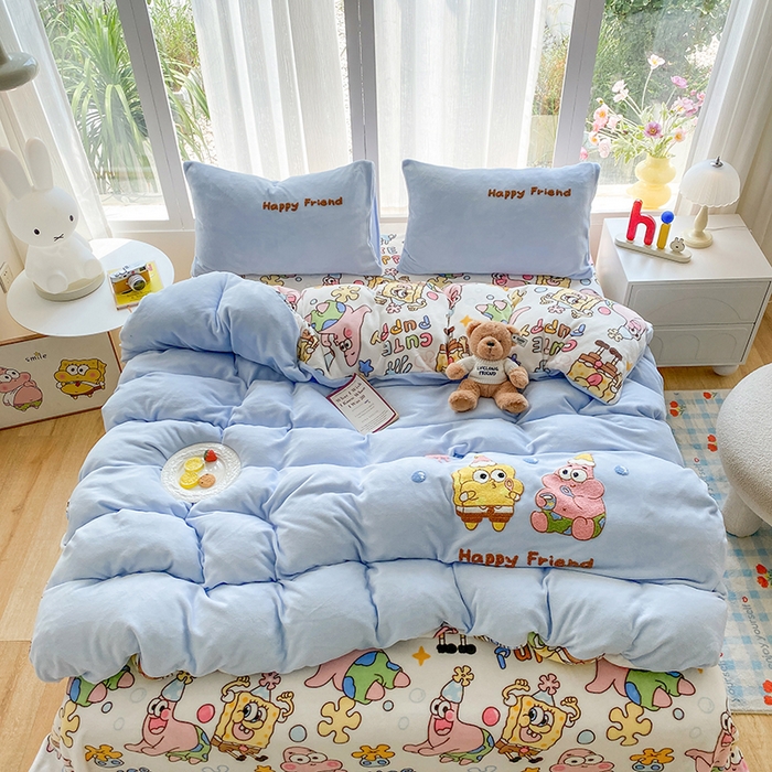 91家纺网 家纺一手货源 找家纺 （总）茉礼 2025新款A类加厚毛巾绣牛奶绒四件套毛巾绣四件套