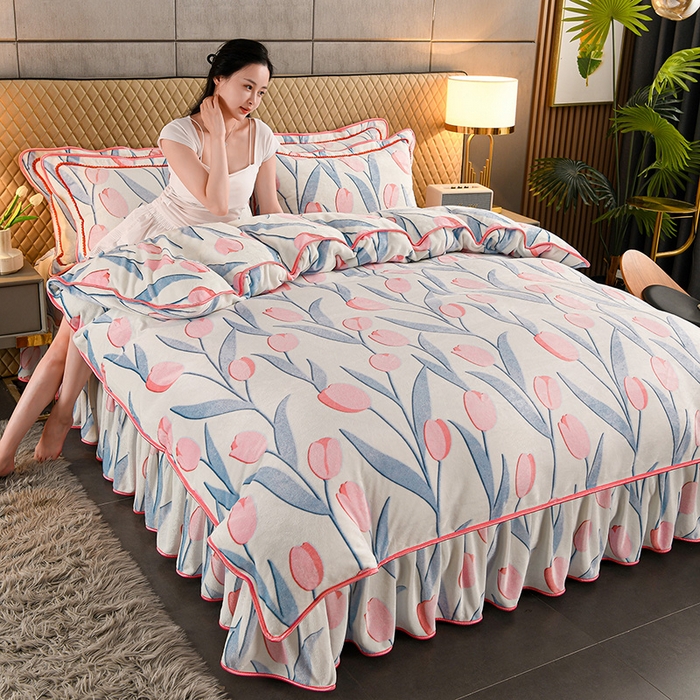 91家纺网 家纺一手货源 找家纺 （总）牵依 2025新款牛奶绒小包边印花四件套