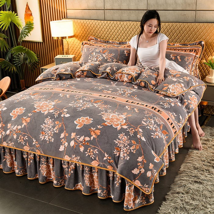 91家纺网 家纺一手货源 找家纺 （总）牵依 2025新款牛奶绒小包边印花四件套