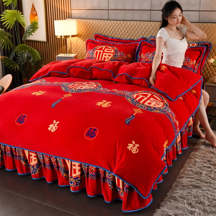 91家纺网 家纺一手货源 找家纺 （总）牵依 2025新款牛奶绒小包边印花四件套