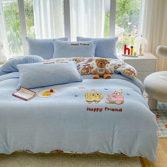 91家纺网 家纺一手货源 找家纺 （总）茉礼 2025新款A类加厚毛巾绣牛奶绒四件套毛巾绣四件套