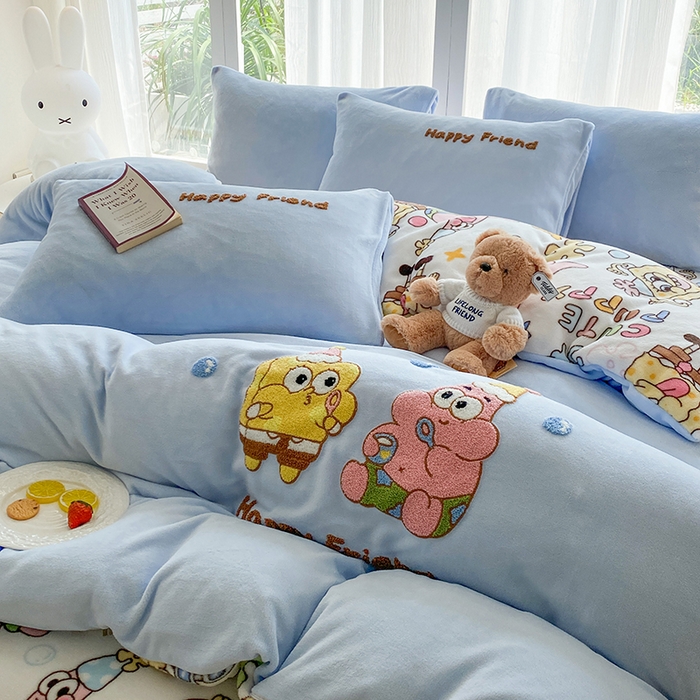 91家纺网 家纺一手货源 找家纺 （总）茉礼 2025新款A类加厚毛巾绣牛奶绒四件套毛巾绣四件套