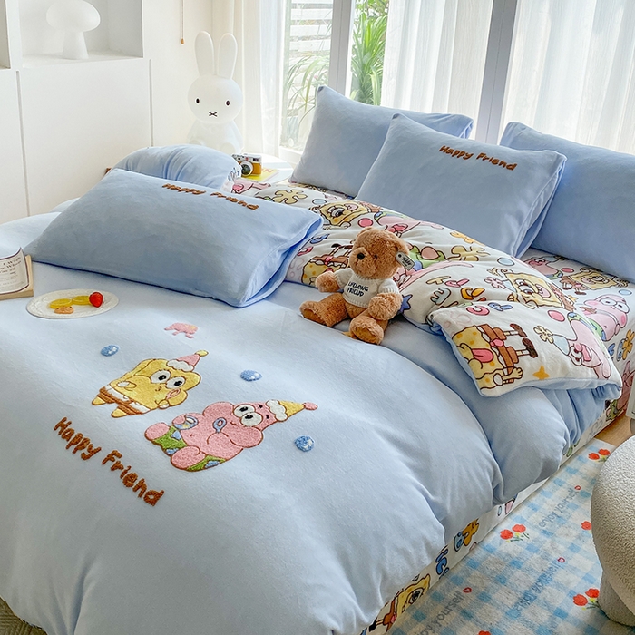 91家纺网 家纺一手货源 找家纺 （总）茉礼 2025新款A类加厚毛巾绣牛奶绒四件套毛巾绣四件套