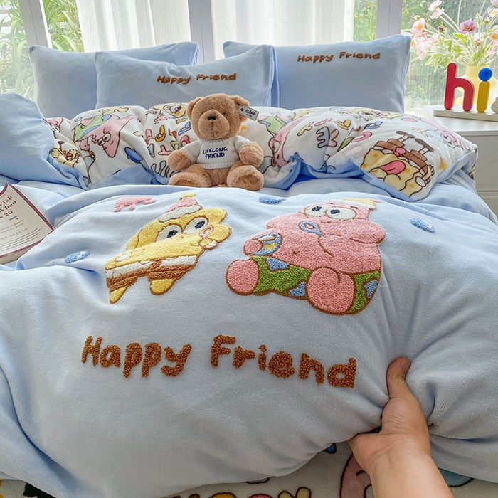 91家纺网 家纺一手货源 找家纺 （总）茉礼 2025新款A类加厚毛巾绣牛奶绒四件套毛巾绣四件套