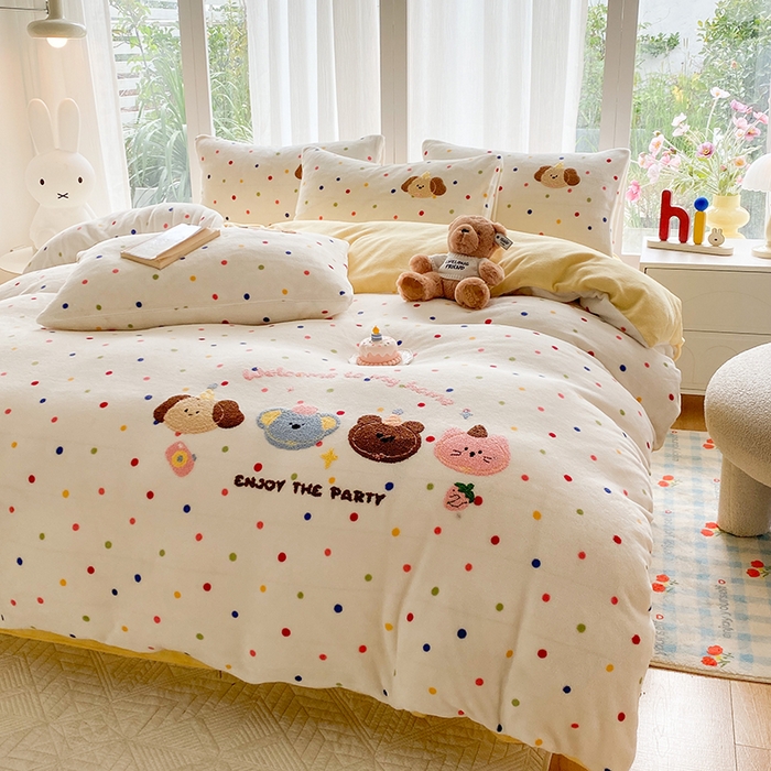 91家纺网 家纺一手货源 找家纺 茉礼 2025新款A类加厚毛巾绣牛奶绒四件套毛巾绣四件套 动物会