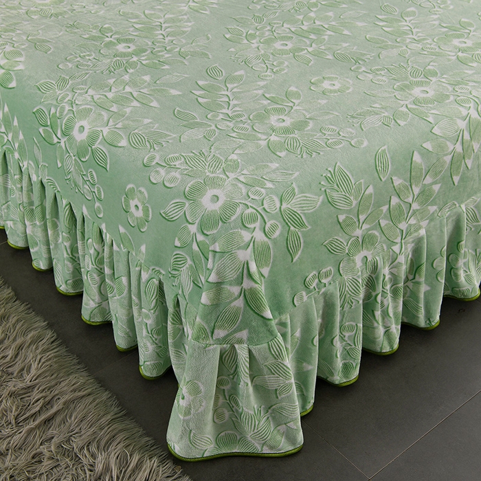 91家纺网 家纺一手货源 找家纺 牵依 2025新款牛奶绒小包边印花四件套 爱莎绿