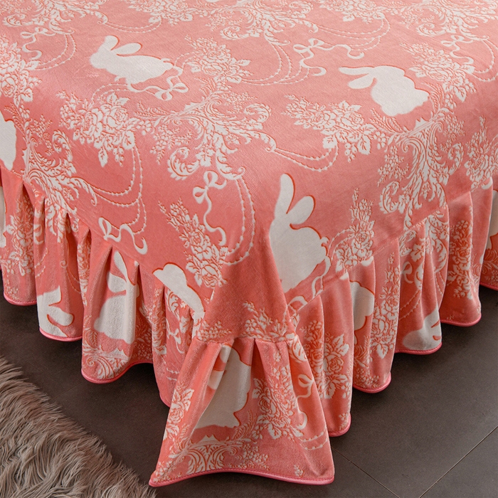 91家纺网 家纺一手货源 找家纺 牵依 2025新款牛奶绒小包边印花四件套 半夏时光-浅粉